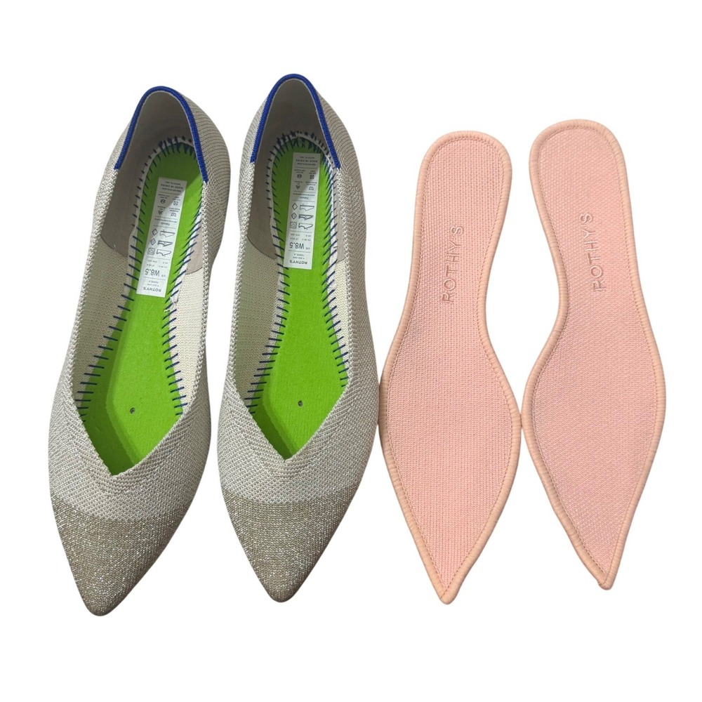 Rothy's The Point Flats Women 8.5 Diamond Metallic Gold Slip On Pointed Toe - Picture 6 of 13
